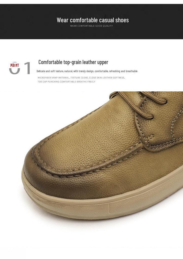 Men's 2025 Slip-On Leather Casual Shoes - Top Layer Cowhide, Perfect for Spring, Summer & Autumn Driving