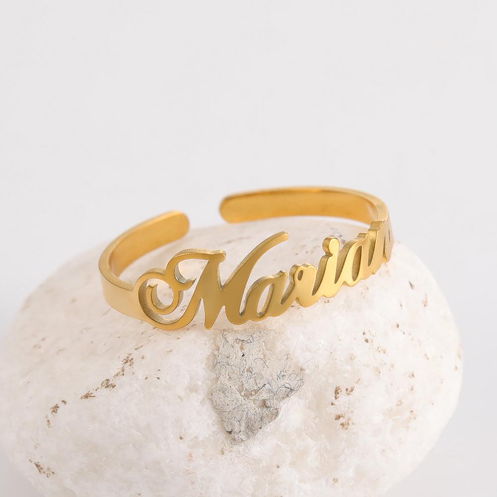 Custom 3 Double Finger Ring Personalized Family Couple Mother Father Gift For Women Men Gold Color Stainless Steel Jewelry