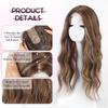 20 Inch Natural Brown Synthetic Hair Toppers Long Wavy Hairpieces for Women 6" ×6" Large Base Lace Front Hair Topper Clips In