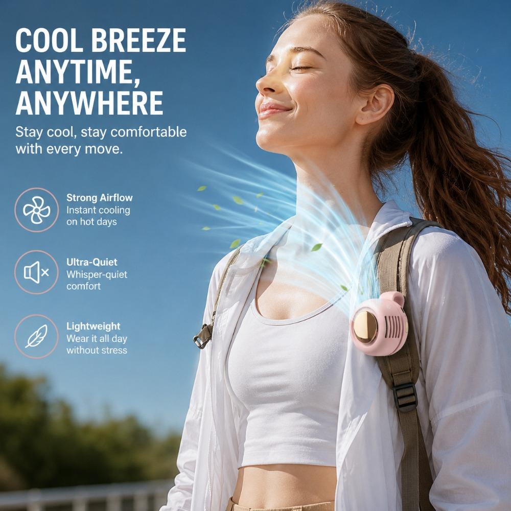 Outdoor Cooling Mini Fan Clip On Bladeless Electric Fan Quiet Working 3 Speed For Travel Camping Waist Shirt Daily Use