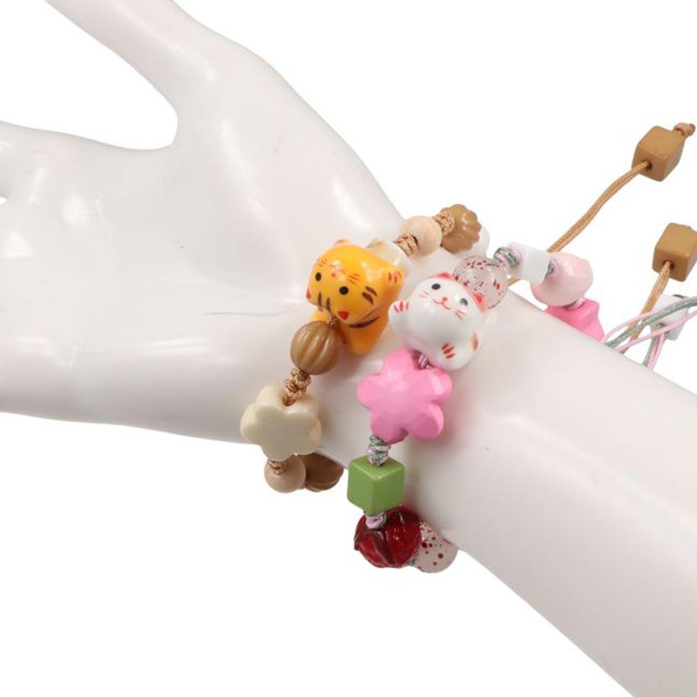 Lucky Cat Ceramic Cat Bracelet Handmade Cat Bead Bracelet Vintage Maneki Neko Bracelet  Women