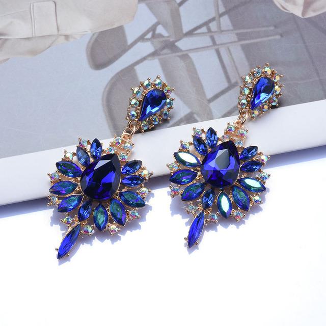 Kristall-Tropfenohrringe für Damen, geometrischer Statement-langer baumelnder Ohrring, großer Ohrring für Damen