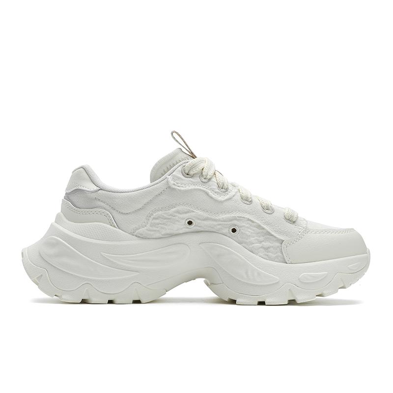 New FILA SOFIA 4 Fish Bone Shoes Coverage Height Increase Low Top Canvas Shoes Women's White Silver F12W521301FCM
