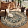 1pc Dark Persian Bohemian Round Mat Square Crystal Velvet, Machine Washable, Durable Rubber Backing Luxury Carpet, Avail