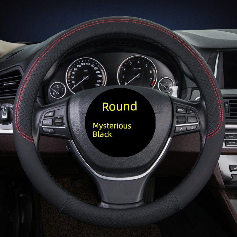

Suitable for Gac Trumpchi Gs4 Gs5 Gs8 Special Car Steering Wheel Cover, Legend Ga3S All-Season Universal Handle Cover Lx Microfiber Leather Round - Mysterious Black