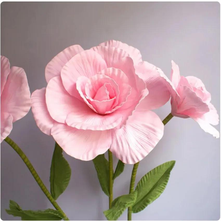 60/80CM Giant PE Foam Rose Simulation Flowers Branch Wedding Backdrop Decoration Peony Garden Wall Road Cited Stage Party Supply