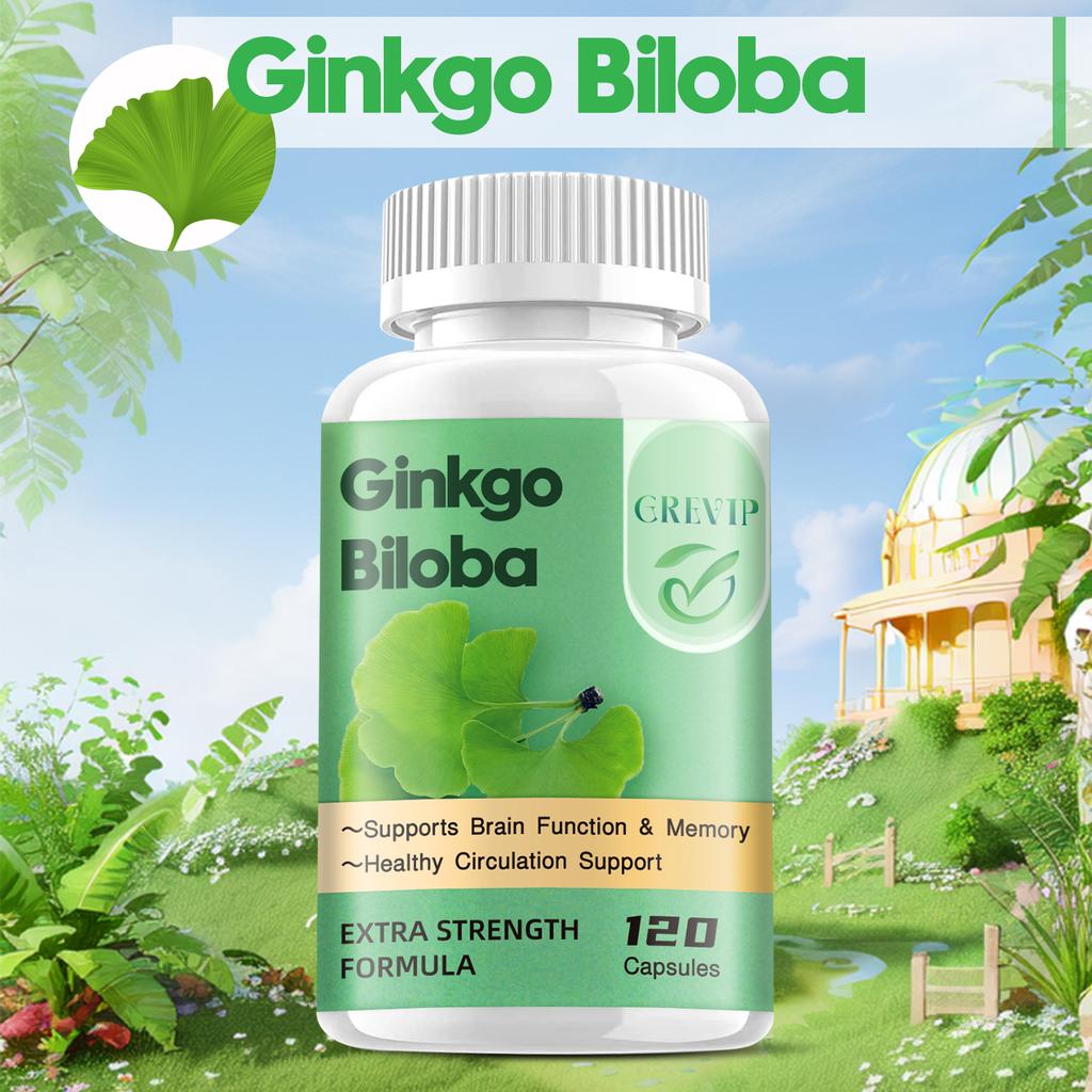 Ginkgo Biloba Extract Capsules, Natural Supplement, Easily Absorbed, Suitable for Adults.