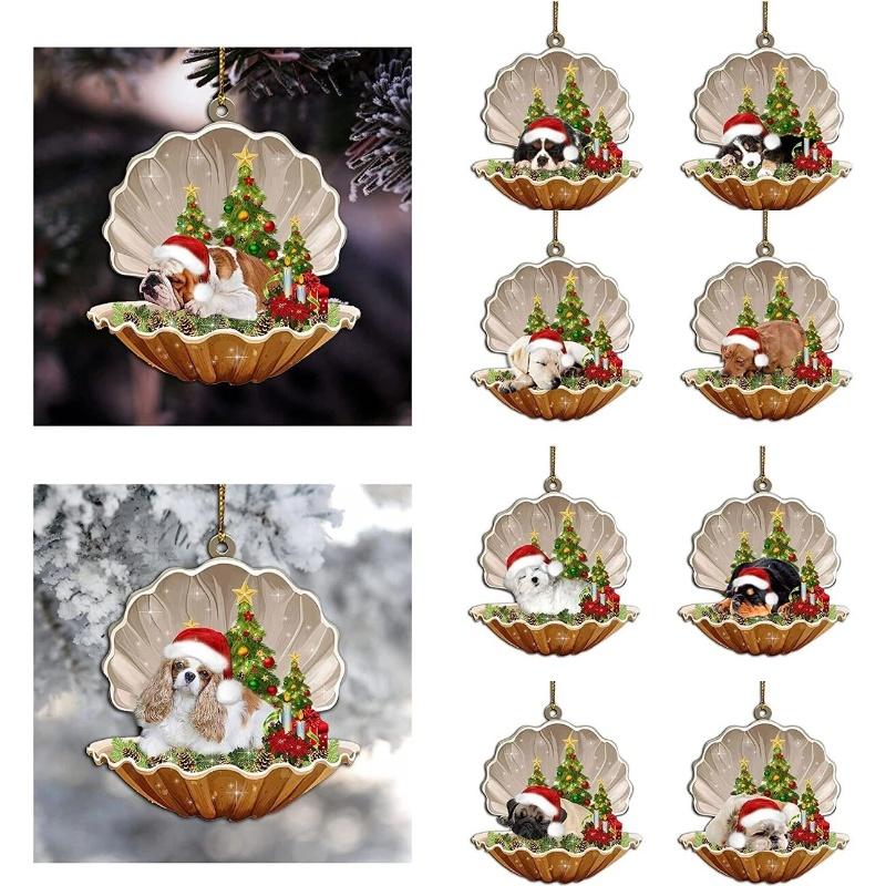 Christmas Tree Hanging Decor Adorable Acrylic Car Decoration With Cute Dog Design