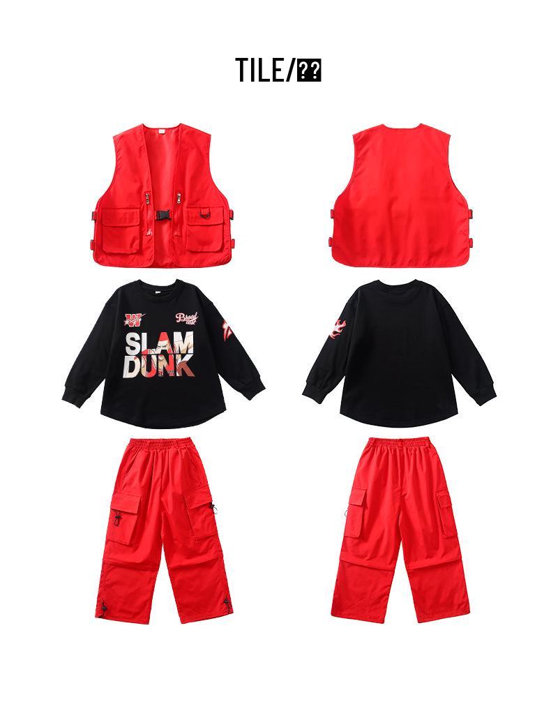 Kids' Trendy Hip Hop Dance Outfits: Boys' Cargo Pants & Girls' Jazz Costumes Set