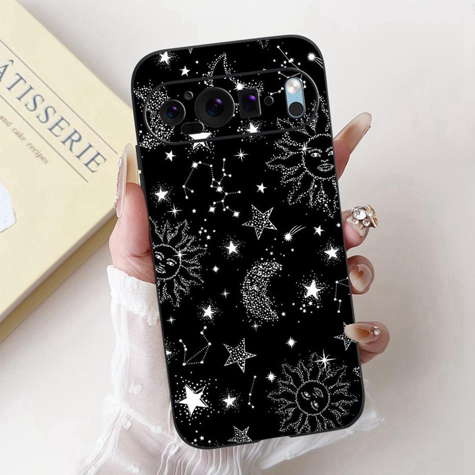 Fashion Painting Phone Case For Google Pixel 9 Pro 9A Black Silicone Soft Cover For Google Pixel9 9A 9Pro Cases Bumpers