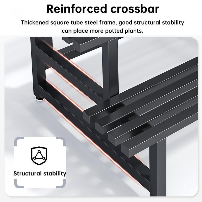 Stainless Steel Metal Flower Step Display Stands Balcony Flower Room Plant Rack Waterproof Multi-Layer Ladder Shelf