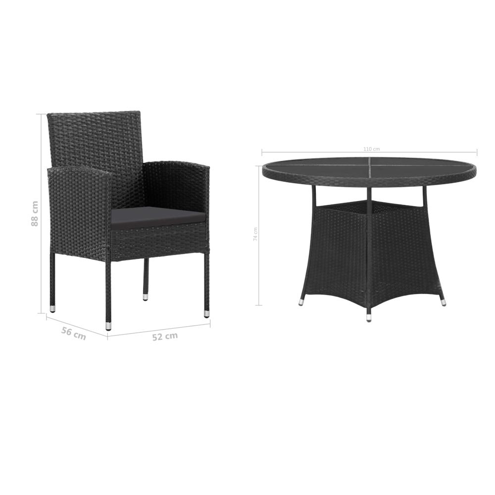 Outdoor Dining Sets 5 Piece Garden Dining Set Poly Rattan Black