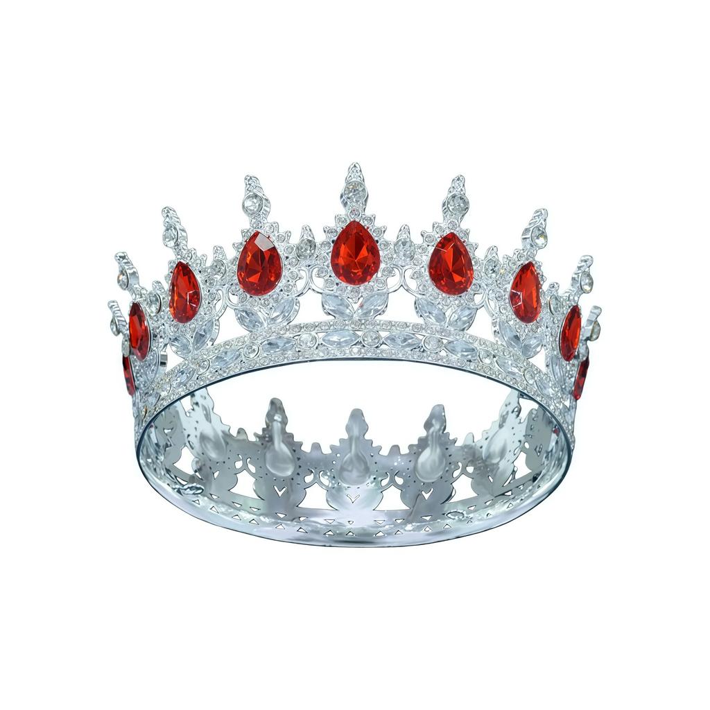 European and American Baroque Bridal Round Crown Party Dance Princess Tiara Birthday Crown Crystal Hair Accessories for Women