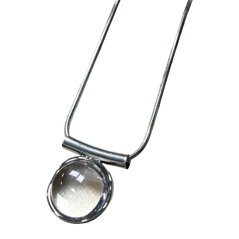 Lightweight Necklace Ring, Alloy and Resin Fashion Jewelry with Clear Colorless Centerpiece for Workwear, Date, and Party Outfits