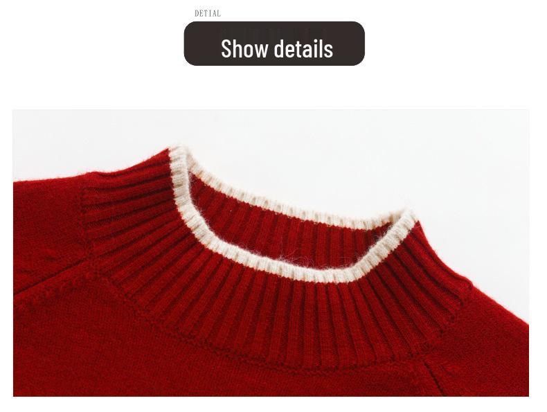 Fall/Winter 2026 Stylish Petite Wool Knit Sweater - Women's Thick Short Base Layer Top.