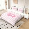 Cute Pink Bows Number 67 Print Duvet Cover Set (1 Duvet Cover & 1/2 Pillowcase) Soft Pastel Aesthetic Bedding Set for Girls Room