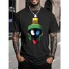 Martian Character on Black Men's Short Sleeve Suitable for Holidays Outfits Party Suitable for Outdoor Activities Refreshing And Breathable