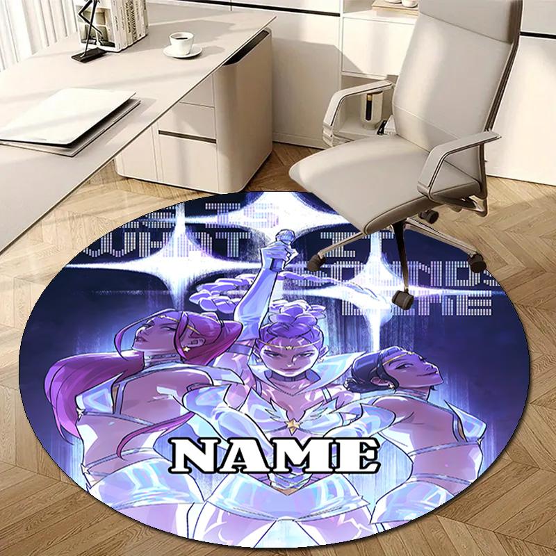Personalized K-KPop Demon Hunters Round Chair Office Rug - Perfect for Mat, Office Chair & More - Ideal Gift for Birthdays and Holidays