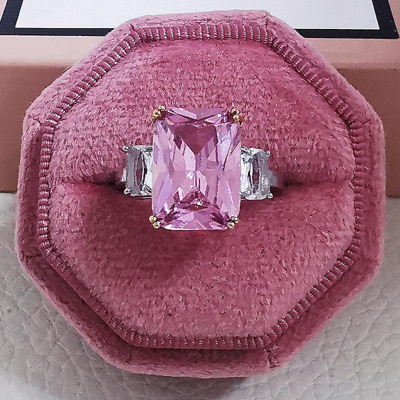 

Европейское и американское роскошное кольцо для помолвки с розовым кристаллом, покрытое 18-каратным золотом, стиль R5235 Size 10 розовый