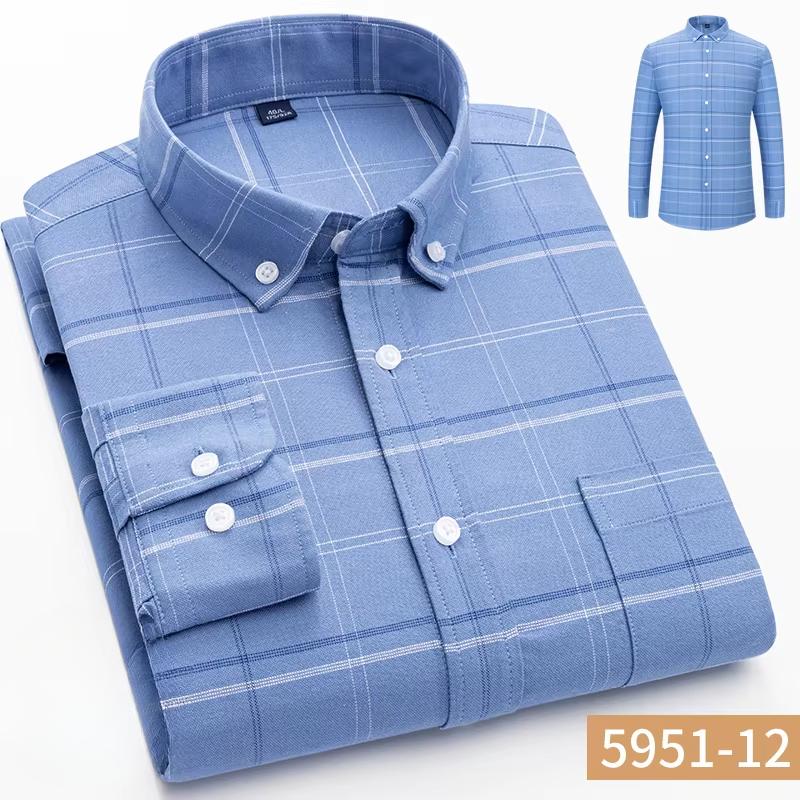 100% Baumwolle Oxford Langarmhemden für Herren Langarm Slim Fit Formell Unifarben Hemd Freizeit Elegant Karierte Oberteile Schwarze Kleidung