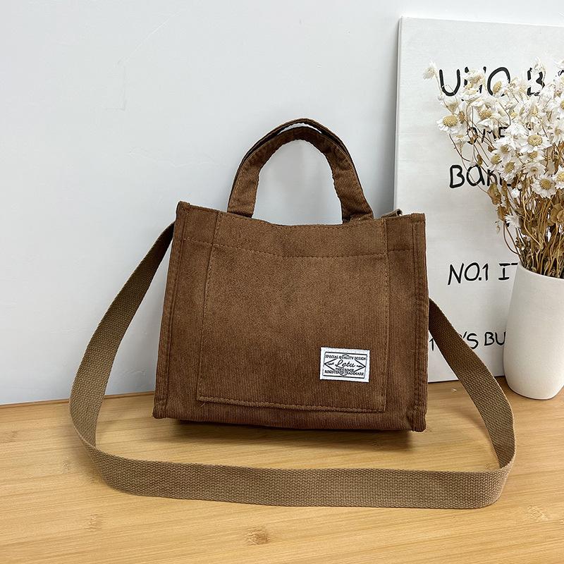 

Corduroy women s bag 2026 new handbag Korean fashion simple strip velvet shoulder crossbody small square bag коричневий