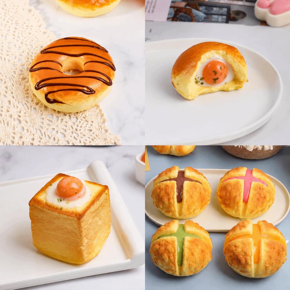 Slow Rebound Squishy Bread Toy Donuts Squeeze Toy Realistic Simulation Bread Toy Photography Props