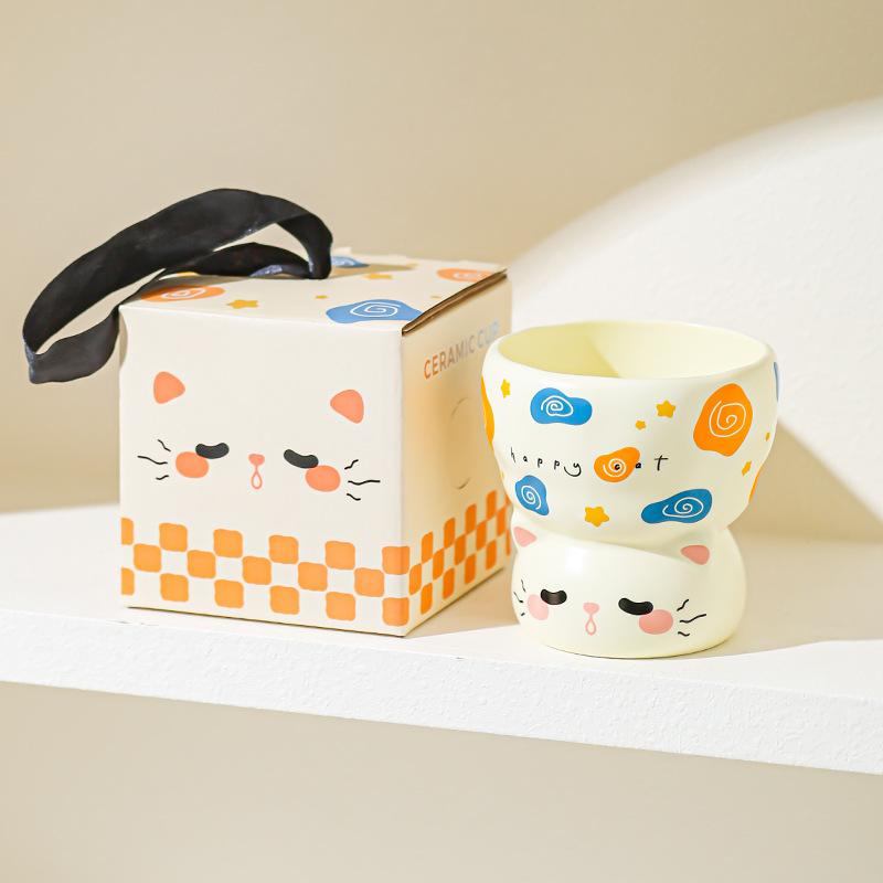 

Кружка с милым дизайном, чашка для завтрака и молока, офисная чашка для питья, парная керамическая чашка, повседневная чашка для лучшего друга 301-400ml