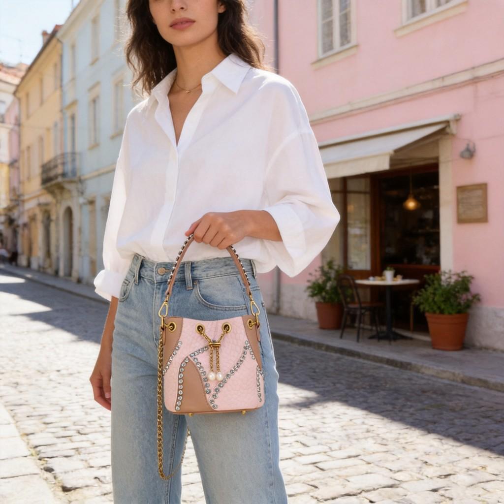 Water Bucket Bag For Women Synthetic Leather Stylish Crossbody Bag For Daily Use