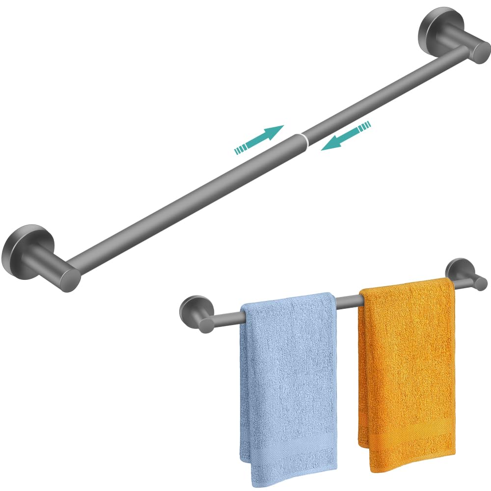 MGahyi Adjustable Stainless Steel Towel Racks for Bathroom 13.18-24In | Rustproof Single Towel Bar Wall Mounted, Sturdy & Space-Saving