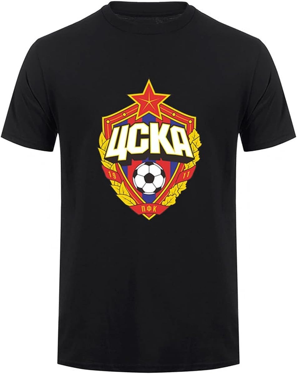 Moscow CSKA T Shirt Man Short Sleeve Cotton T-Shirts Tops 4XL чёрный