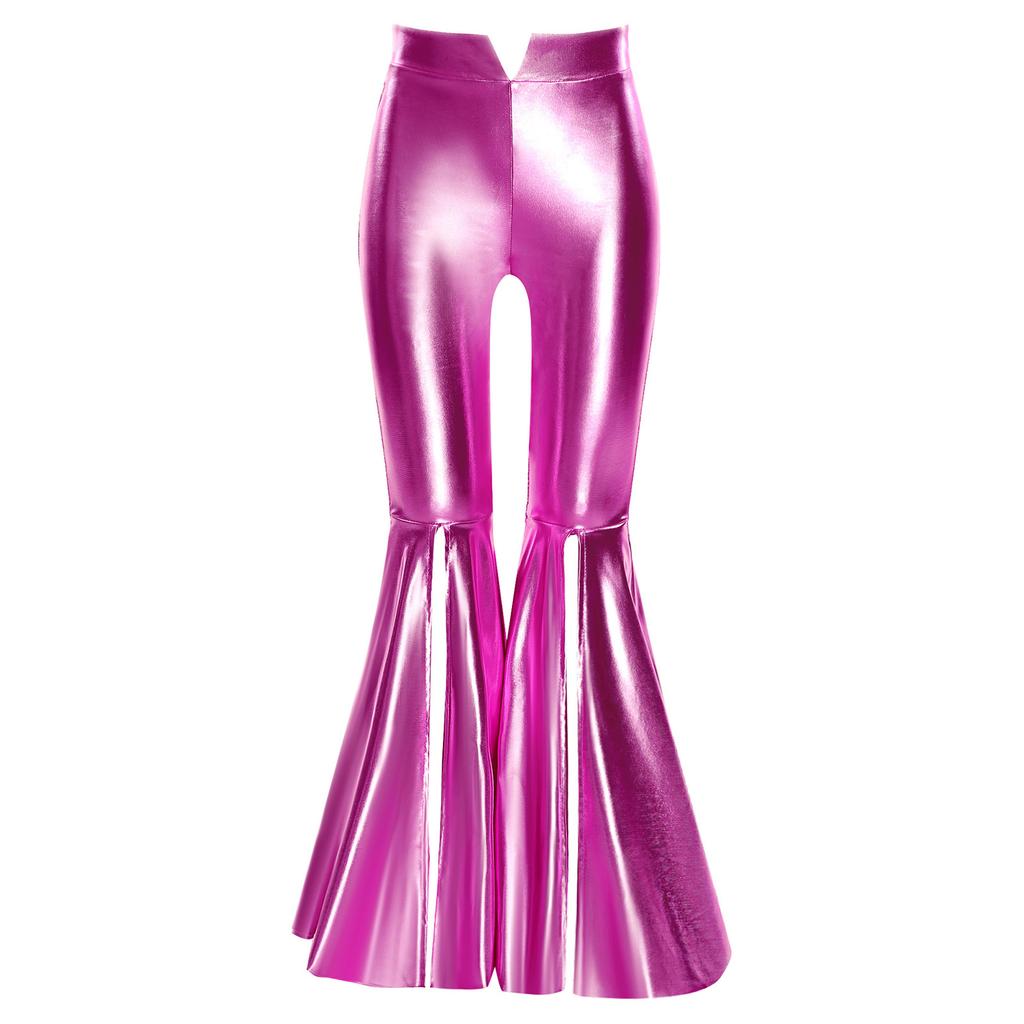 Mädchen Festzug Tanzkostüm Metallische Schlaghosen Design mit Schlitz Bühnenauftritt Wettbewerbsoutfit