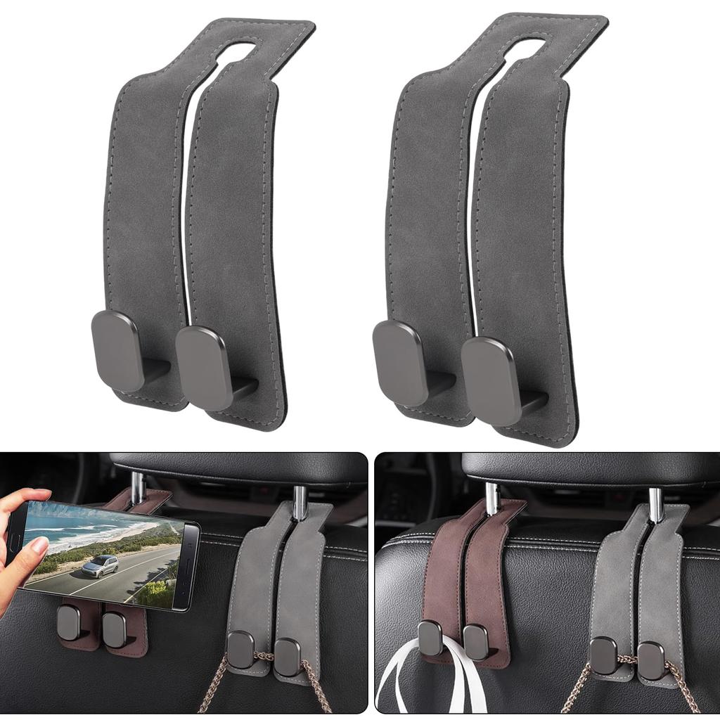 MUTEKI Car Seat Double Hooks, Set of 2, Car Storage Hooks, Headrest, Hooks, Car/Double