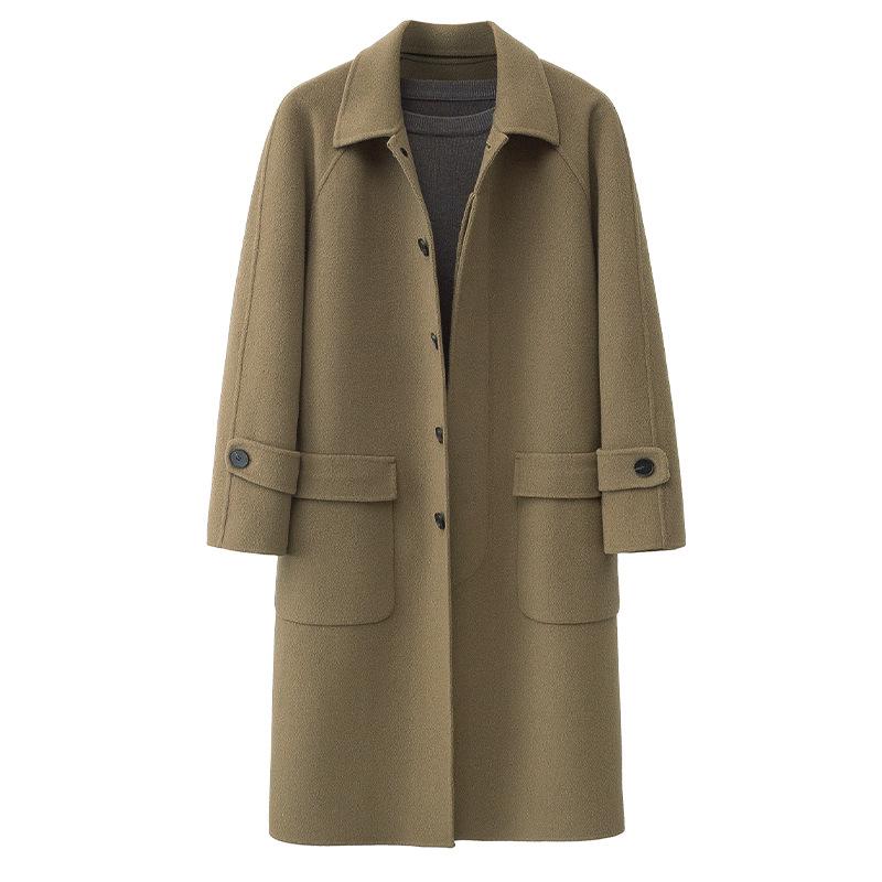 

Men s Double-sided Woolen Coat Medium and Long Autumn and Winter Cashmere-free Thickened Nizi Trench Coat 3XL