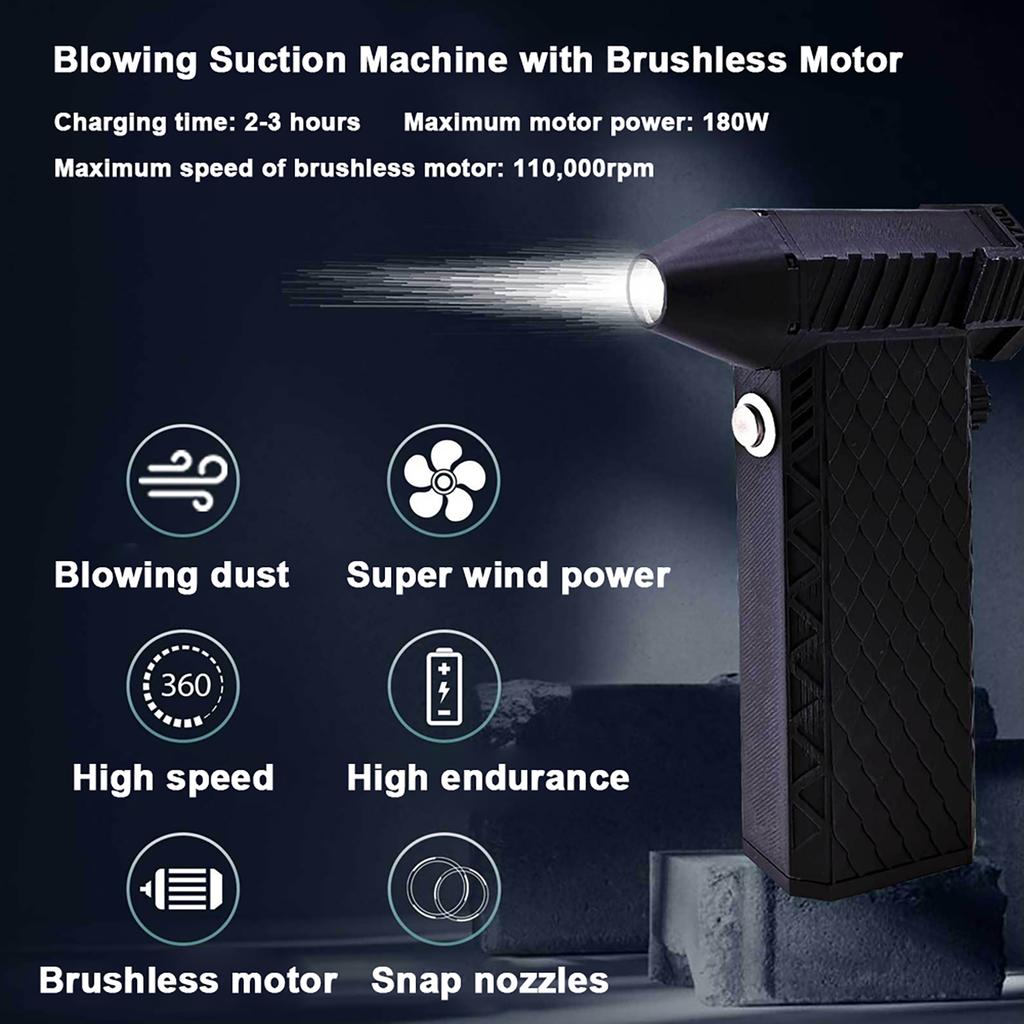 Handheld Brushless Motor   110,000RPM  fan 180W High Pow  Dust Blow  Compressed   Dust  Keyboard Cleaning Tool with Type-C Charging Int