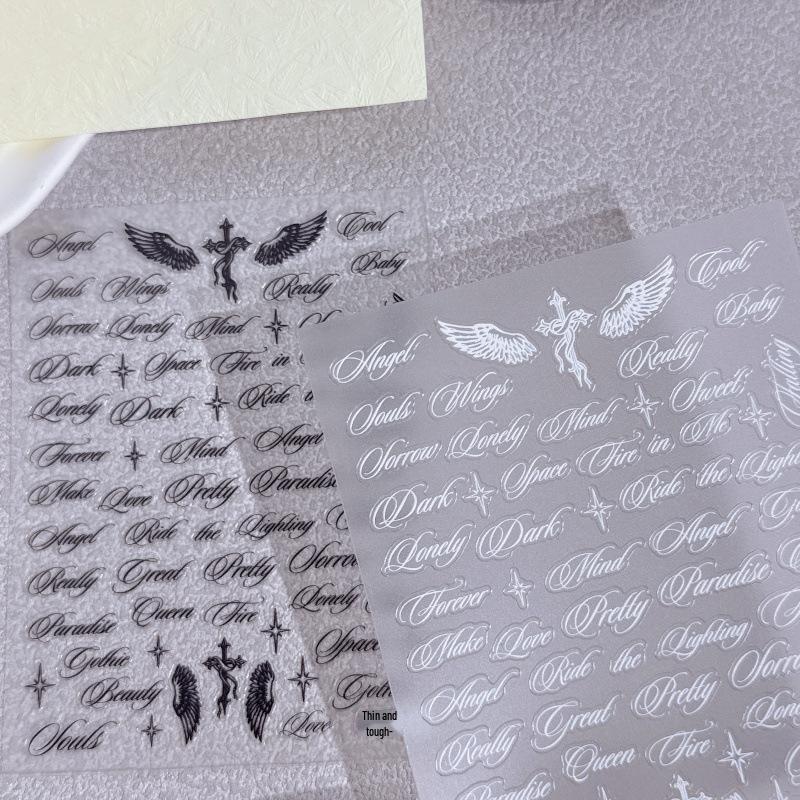 3D Embossed Angel Wing Nail & Phone Stickers - European & American Style