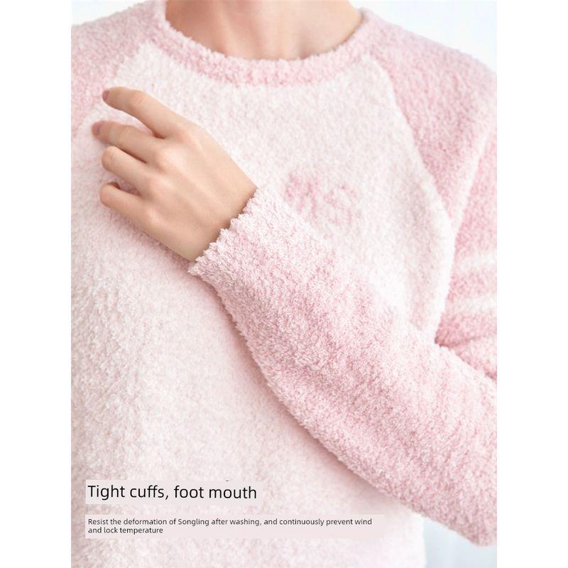 Soft Glutinous beyond Imagination Heattech Men's and Women's Couple Pajamas Women's Autumn and Winter Long Sleeves Homewear Suit Two-piece Set Men's