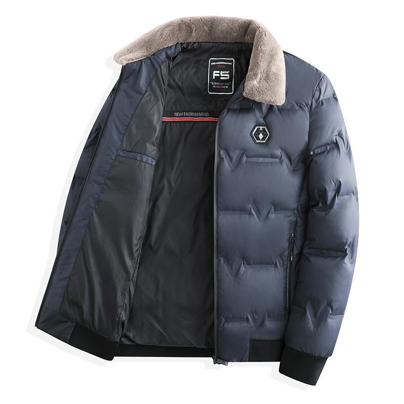 Fashion Fur Collar Men's Cotton-padded Jacket Winter Jacket Thickened Short Thermal Cotton-padded Jacket Lapel Cotton-padded Jacket Casual