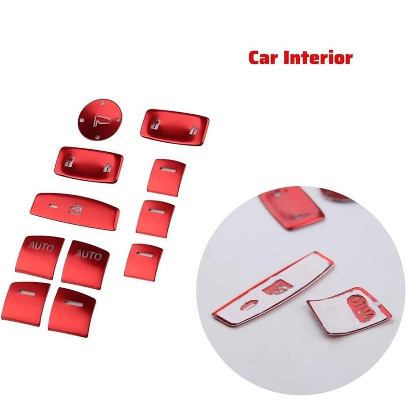 13 Stück Rote Fensterheber-Schalterknopf-Abdeckung Aufkleber für Honda Civic 11. Generation