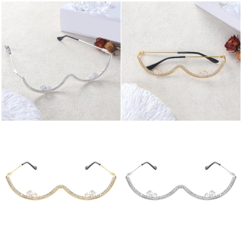Stylish Metal Frame Glasses With Sparkling Rhinestones Costume Accessories Decoration For Cosplay And Parties