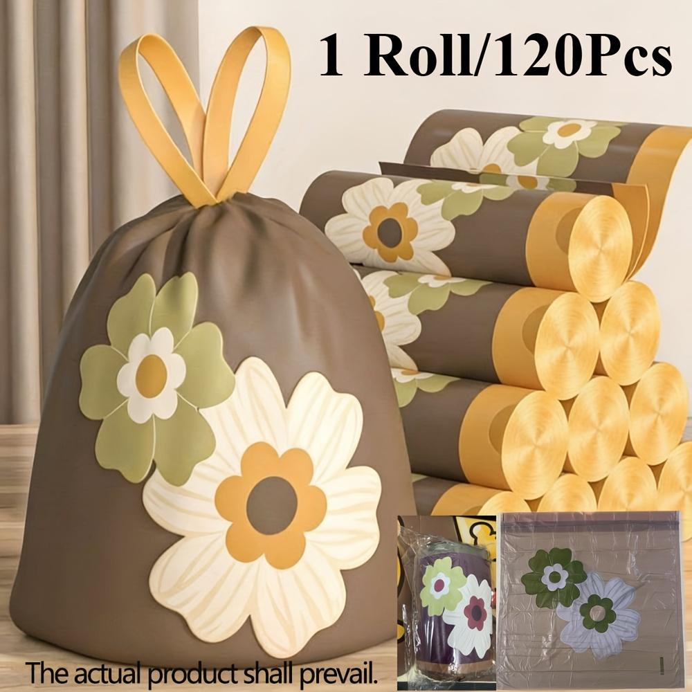 1 Roll/60pcs Tear-Free Large Roll Drawstring Garbage Bags, Household Thickened Portable Type, Extra Large & Extra Thick Plastic Bags 1 Roll/60Pcs