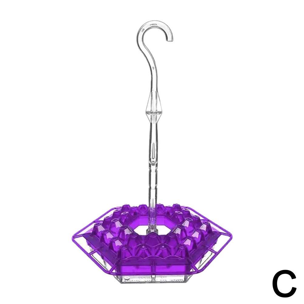 

Кормушки для колибри для улицы, подвесные с насестом и встроенным рвом от муравьев, пластиковая кормушка для колибри с подвеской в виде колокольчика фиолетовый
