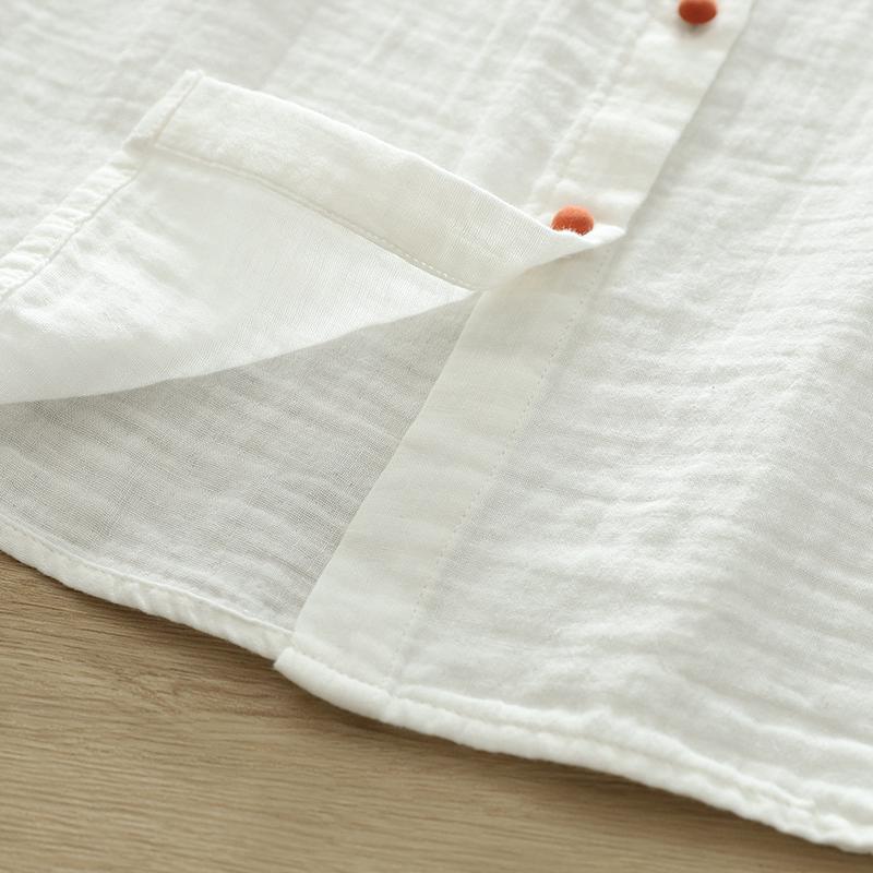 Ženy Bílé Košile Dvojité Halenky z bavlněné příze Dlouhý rukáv Barva Knoflíček Dámské topy Dámské oblečení 2024 Jaro Nové příchody