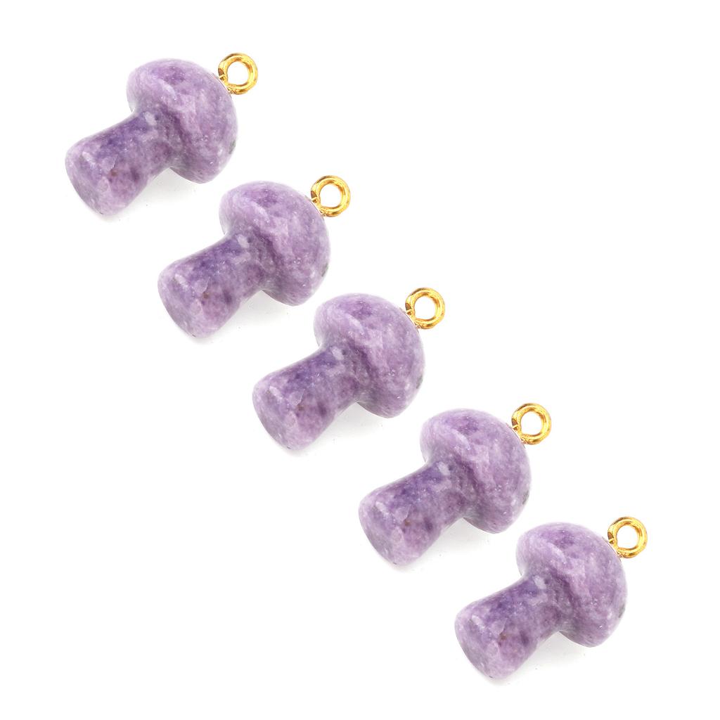 5pcs Crystal Mushroom Pendant Natural Crystal Hand Engraved DIY Mushroom Charm for Necklace Bracelet Jewelry Making