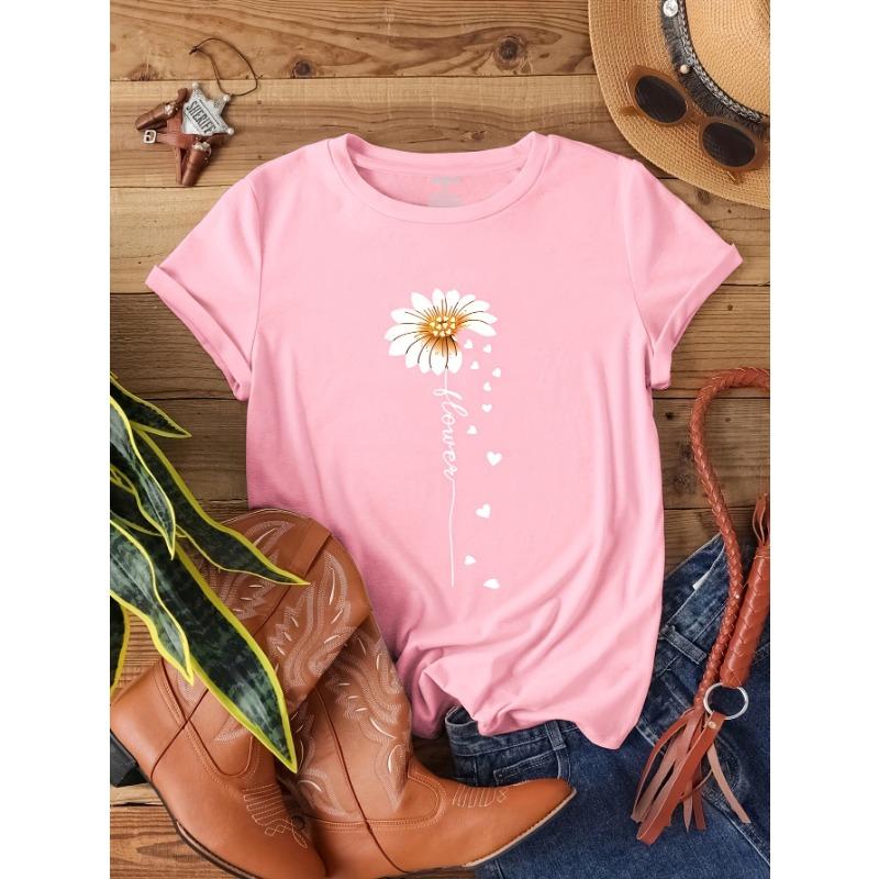 Summer Small Edition Chrysanthemum Love Printed T-shirt for Women