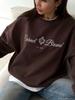 Women's Oversized Letter Print Fleece Sweatshirt - Stylish and Cozy Design