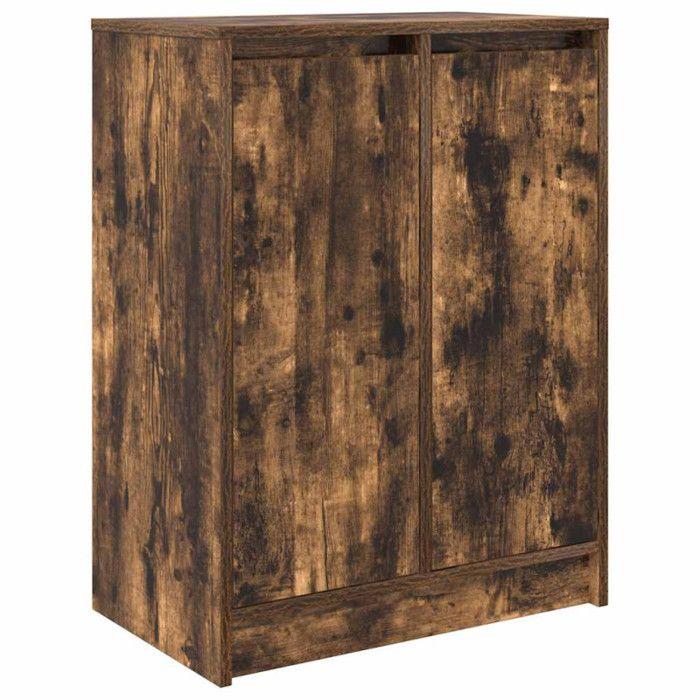 Armoire à chaussures chêne fumé 57x34x76 cm bois d ingénierie