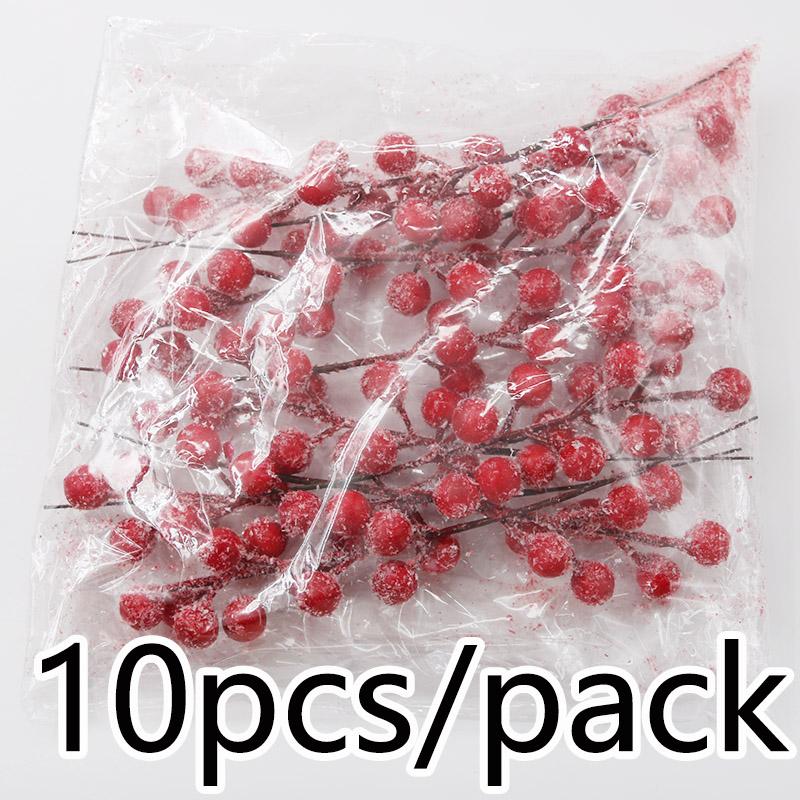 10 Pcs 22cm Artificial Snowflake Berry Branches Christmas Tree Home Vase Decoration Stems
