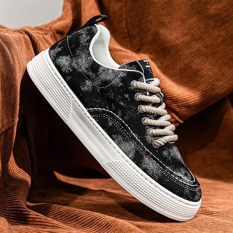 

Men s trendy and versatile board shoes, Korean version, street style, lightweight and durable, fashionable matching 44 чёрный