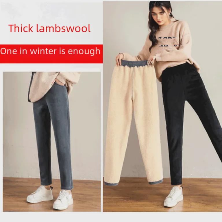 Women's Thick Corduroy Harem Pants - Plush, Casual, Loose Fit for Autumn & Winter