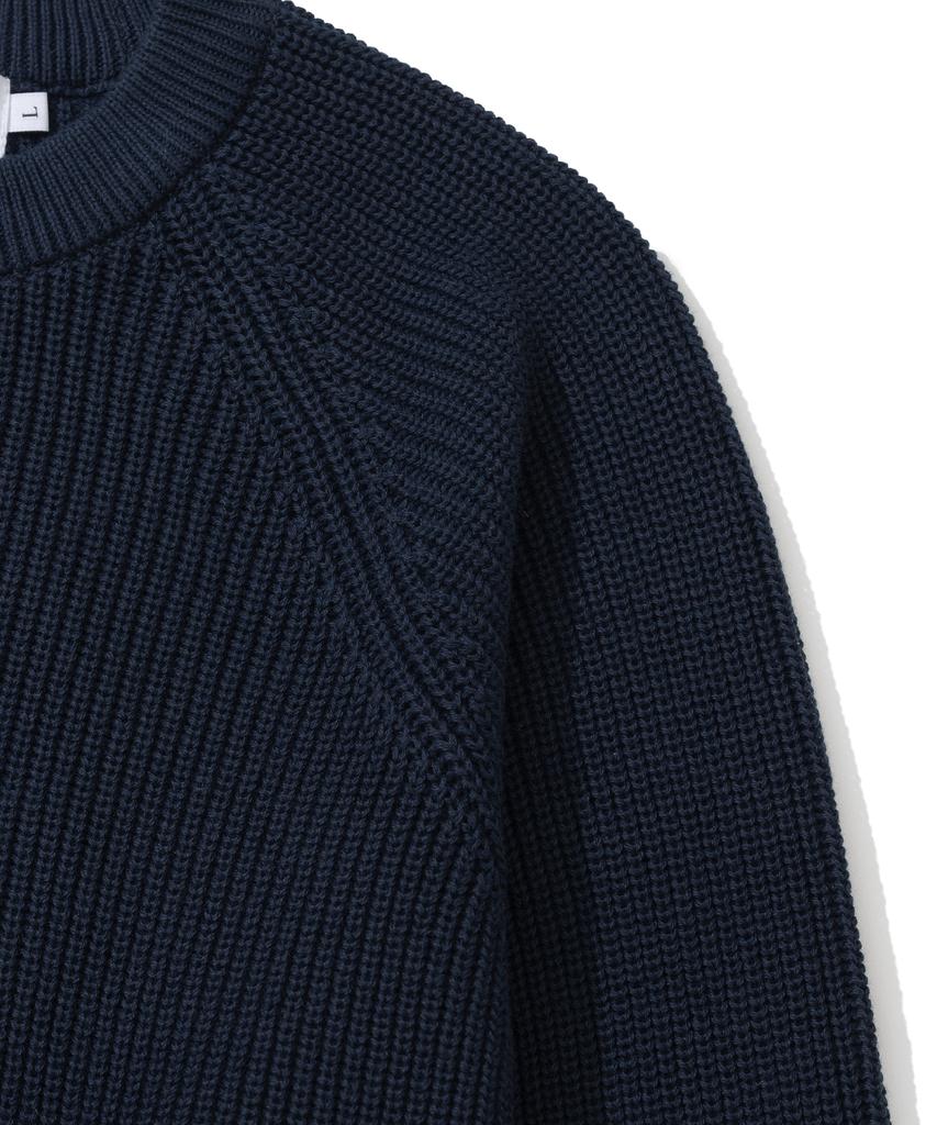 KNITTED [Nitied X Fashion Planet] Cotton Waffle Round Knit Navy